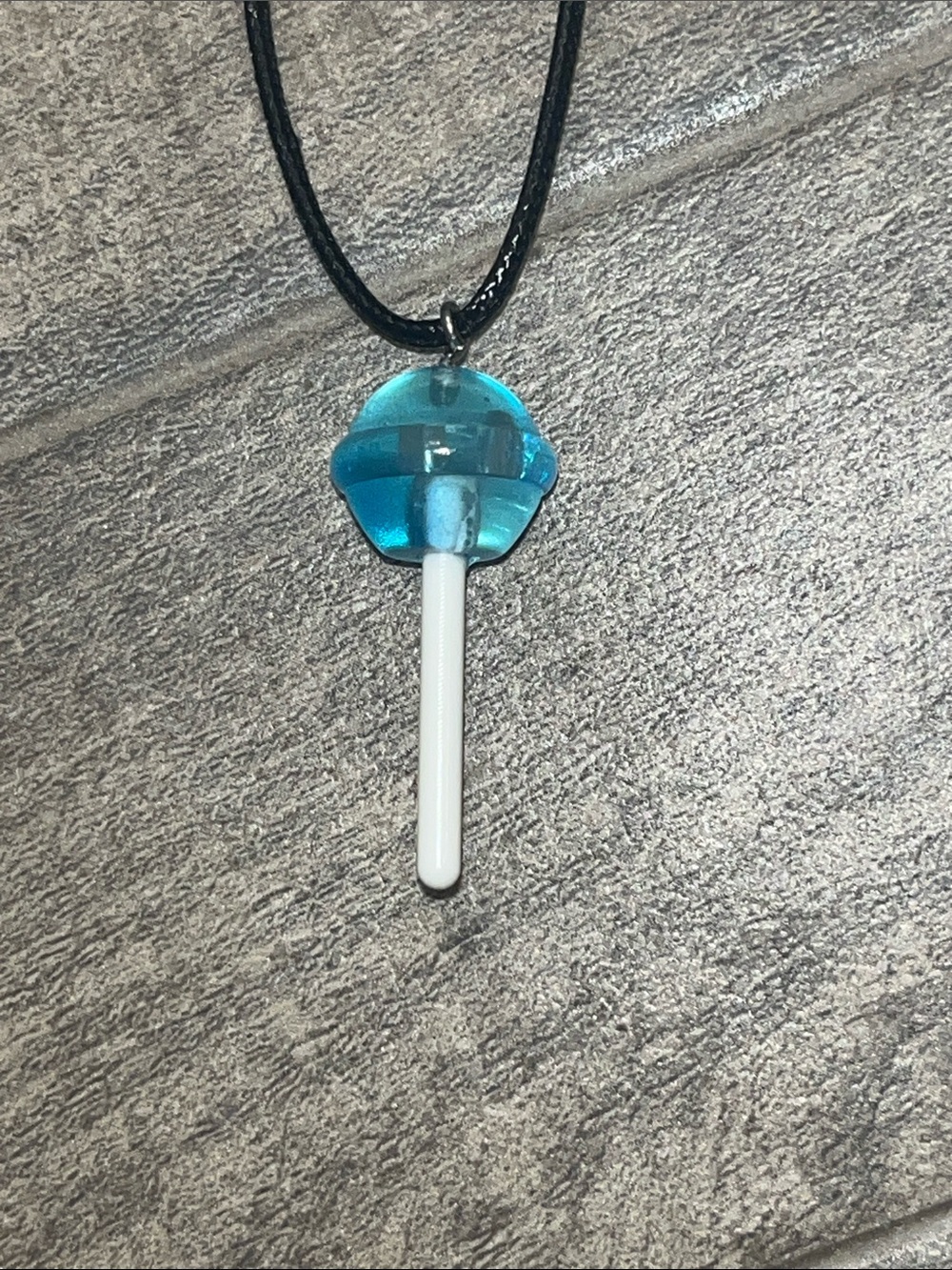 Blue Lollipop Pendant Necklace for Women - Playful Glass Charm